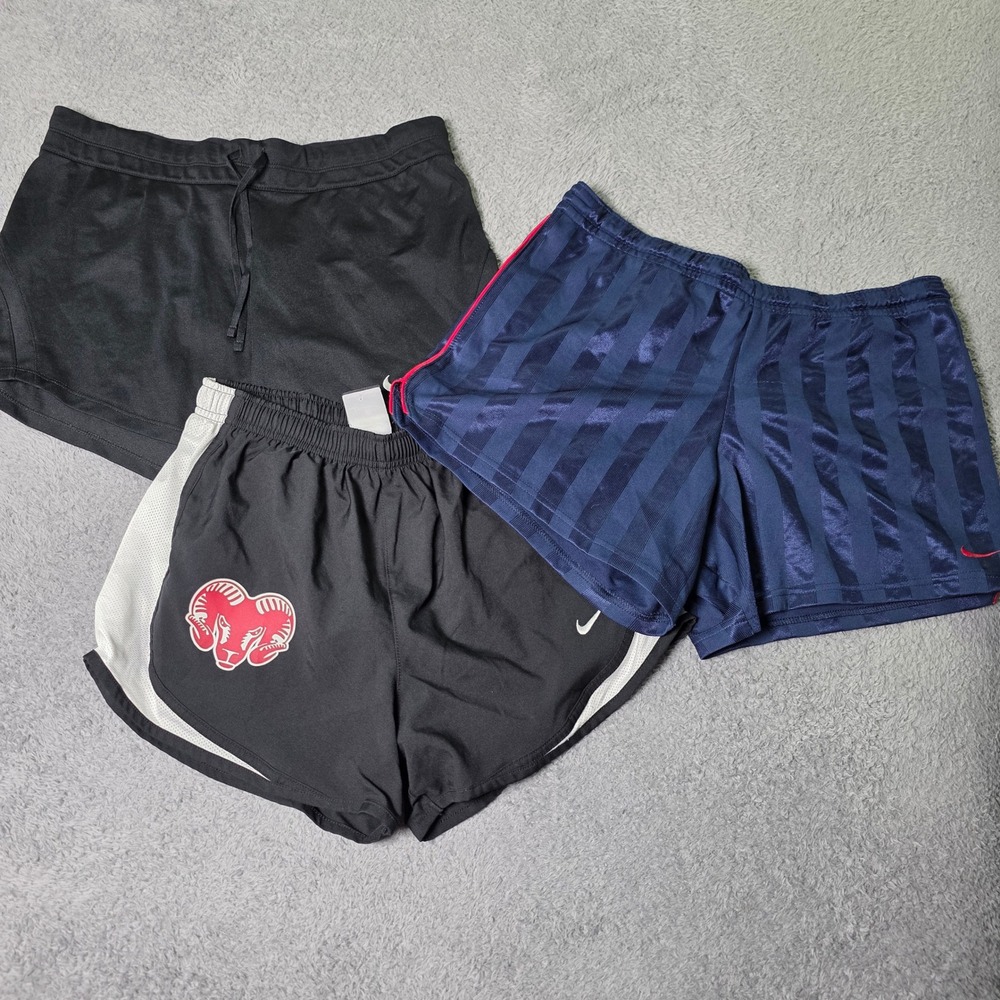 Nike Adidas Womens S Athletic Shorts Bundle 3pk Navy Black Soccer Running